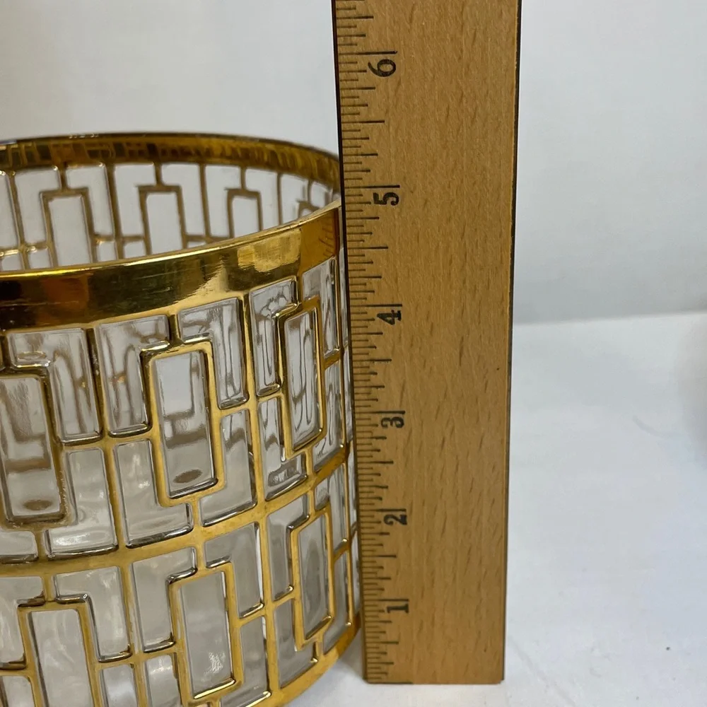 RARE VINTAGE IMPERIAL GLASS CO. Soji Ice Bucket with 22 Carat Gold Overlay